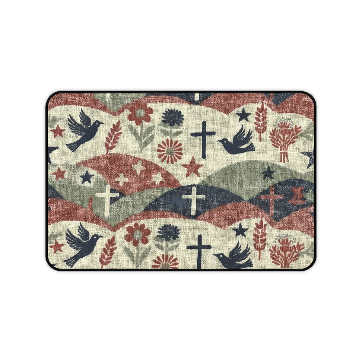Doves And Wheat Pattern Desk Pad